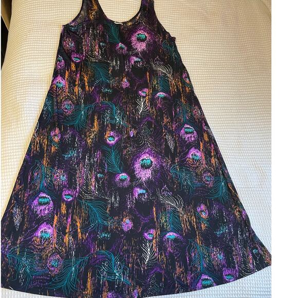 Jostar Y2K Boho Whimsy Goth Peacock Black Purple Blue Stretch Maxi Tank Dress XL - Picture 10 of 12